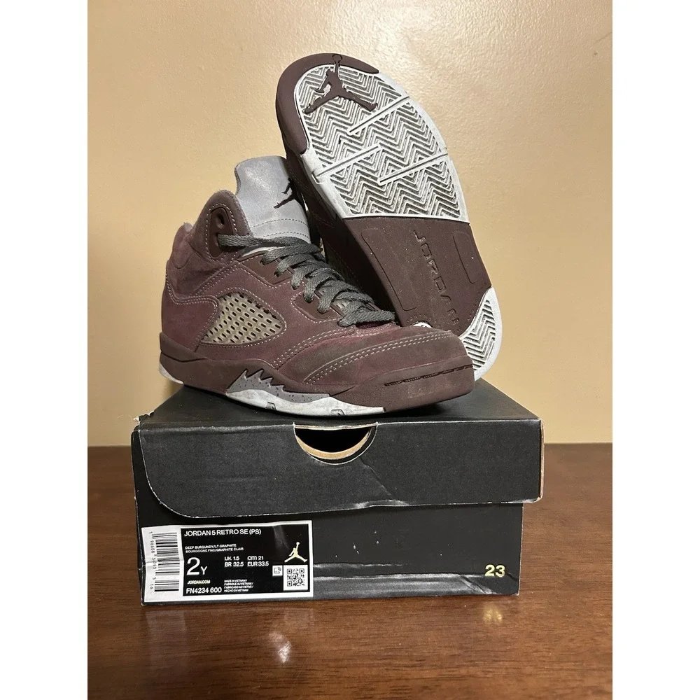 Size 2Y Nike Air Jordan 5 Shoes Retro SE 'Burgundy' FN4234-600